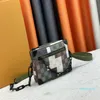 Mini tronco macio 24 s/s designer masculino crossbody saco de alta qualidade damoflage lona couro pixel padrão único ombro bolsa corrente decoração bolsa