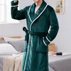 Men's Sleepwear Men Bathrobe Fleece Winter Warm Flannel Robe Plush Shawl Male Bath Lounge Nightgown