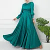 Vêtements ethniques ZANZEA Femmes Élégant Puff Manches Solide Turquie Robe Musulmane Mode Automne Fête Satin Robe Dubaï Abaya Hijab Robe