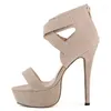 Sandales Loslandifen Femmes Mode Sexy 14cm Mince Talons Hauts Bout Ouvert Plate-Forme Bride À La Cheville Sandale Stiletto Chaussures De Mariage De Fête