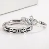 Cluster Ringe Hohe Qualität Paar Schmuck Geschenk Männer 925 Sterling Silber Kristall Zirkon Krone Mode Ring Für Frauen XY0332
