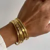 Bracciale rigido in acciaio inossidabile con zirconi micro intarsiati Braccialetti di base multipli vintage per gioielli estetici di moda per donne e ragazze