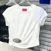 Bokstav ihålig t -skjortor för kvinnor lyxig designer casual sommar tees korta ärm kvinnor toppar skjorta