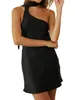 Casual Dresses Women s Summer Halter Neck Mini Dress Sexig One Shoulder Sleeveless Party Cocktail BodyCon Short