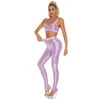 Stage Wear Femmes Gymnastique Yoga Sportswear Brillant Sans Manches U Cou Crop Débardeur Avec Taille Haute Leggings Gym Fitness Formation Survêtement