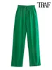 TRAF Women Sick Fashion Side Mobilets Word Wide Leg Pants Vintage Vintage High Finastic Weist Pratering Prouts Mujer 240123