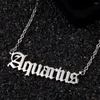 Kedjor Chanfar 12 Zodiak Old English Letters Pendant Halsband Tre färg rostfritt stålkedja för män och kvinnor