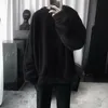 Överdimensionerad sweatshirt fast färg lammhår o-hals långärmad mäns tröja koreanska mode lösa hoodies streetwear harajuku 240125