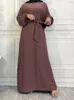 Selle Simple Style Moroccan Dresses Kaftan Turkey Solid Color Gulf Abayas Islamic Women Long Dress Muslim Saudi Robe Ramadan 240125