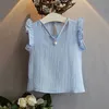 2024 Neues Sommer-Kleidungsset für Kinder und Mädchen, Perlenärmelloses Mädchen-Shirt-Oberteil, weiße Plissee-Shorts, 2-teiliges Kinderkleidungsset 240218