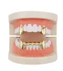 grillz liscio hip hop griglie dentali placcate in vero oro Vampire denti di tigre rapper gioielli per il corpo quattro colori argento dorato oro rosa 8599772