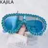 Oversized Punk Rhinestones Sunglasses Women Luxury Brand Y2K Sports Sun Glasses for Lady Steampunk Eyewear UV400 240131