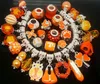 Breloques mixtes de couleur Orange, lot de 100 pièces, en vrac, pour la fabrication de bijoux, amples, à grands trous, pour bracelet européen, DIY, 4130985
