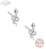 Sterling Silver Stud örhängen för kvinnor Green Zircon Earring Luxury Serpent Earings Ear Ring Smycken Pendientes Hoop Huggie2432581