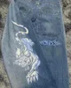 الجينز للرجال JNCO عتيقة منخفضة الارتفاع رجالي السفجر y2k الهيب هوب عارضة سروال الساق الواسعة الساق