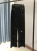 レディースファッションのトレンディなスパークリングゴールドパンツ背の高いウエストのワイダレッグされた韓国スタイルのリラクゼーション240201