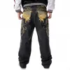 Nanaco hommes jean ample jambe large mode broderie skateboarder Hip Hop Baggy Denim pantalon grande taille 30-240122
