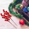 Fiori decorativi Talee di bacche artificiali Simulazione Ornamenti di fiori simulati rossi Ghirlanda di Natale