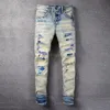 Designer jeans pour hommes en genou skinny skinny skillet jeans tendance longs bergers high street rock rock jeans hip hop hombre vrai pantalon de marque de marque religieuse b3cb