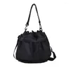 Bolsas de noche Casual Nylon Cubo Crossbody Bolsa Señoras Cordón Multi Bolsillo Hombro Coreano Mujeres Compras Portátil Púrpura Teléfono Monedero