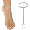 Huitan – bracelet de cheville de luxe pour femmes, avec pierre CZ éblouissante, boucle d'orteil, pieds nus sur la jambe, chaîne, bijoux, arrivée, 240119