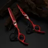 Personnaliser japon 440c 6 ''7 couleurs flamme gemme cheveux ciseaux coupe de cheveux amincissement barbier coupe ciseaux coiffeur ensemble 240126