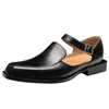 Black Mens Summer Sandals PU 가죽 버클 스트랩 드레스 드레스 신발 사업 공식 신발 남성 240202