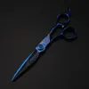 Professional 6 '' Upscale scissor Blue Damascus hair scissors haircut thinning barber tools cutting shears Hairdressing 240126