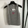 Embroidered Striped Knits Vest Women Designer Tops Sleeveless Tank Top Fashion Knitted T Shirts For Girl