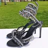 Sandales à talons aiguilles en cristal pour mariage, chaussures de soirée formelles, à bretelles à la cheville, robe de soirée de styliste pour femmes