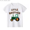 T-shirts Big Brother Little Brother Family Matching Clothes Engineering Truck Print Boys T-shirt Kids Short Sleeve T Shirt Sibling Outfit Q240218