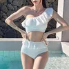 Maillots de bain pour femmes à volants sexy bikini ensemble une épaule 2 pièces maillots de bain taille haute maillot de bain doux rapide