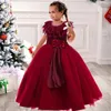 Flickaklänningar år Flower Christmas Wedding Party Dress for Girls Birthay Pageant Prom Gown Children Elegant Princess Evening