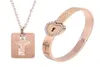 Love Lock Pulseiras Chave Colar Conjunto de duas peças Pulseira de aço de titânio colar Homens e mulheres pulseira interligada presente de feriado wit3359650