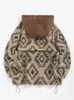 Womens Ethnic Style Tribal Geo Aztec Tryckt kvart Zip Wool Blend Raglan Sleeve Loose Pullover Hoodie 511181001 240202