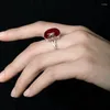 Cluster Rings Female Big Red Stone Ring Simple Design Style Luxury Atmosphere Valentine Fashion Gifts For Ladies