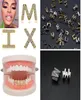 Oro Oro bianco Ghiacciato AZ Lettera personalizzata Grillz Denti pieni di diamanti Fai da te Fang Griglie Fondo dente Cap Hip Hop Bocca dentale Denti2962120