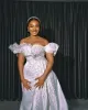 Perles Memaid robes de mariée robes de mariée avec train détachable africain nigérian hors de l'épaule perlée Applique vestido de novia
