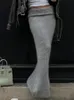Weeeee Sonbahar Kış Örgü Etek Moda Sokak Tarzı Düşük Rise Kadınlar İçin Düz Uzun Etekler Y2K Harajuku Kıyafetleri Vintage Lady 240201