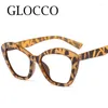 Solglasögon Polygon Cat Eye Reading Glasses Women 2024 Vintage Gelgassar Stor ram Datorskydd Leopard Blue