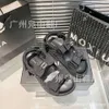 Slides designer sandália chaneles saltos sapatos vento arco sandálias para mulheres verão primavera fundo grosso água diamante romano casual mulheres sapatos chpa