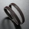 Charm Bracelets Fashion Leather Bracelet Men Full Rhinestone Personalized Wearing Magnetic Buckle Jewelry