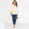 Plus Size Long Sleeve Spring Autumn Elegant Blouse And Shirt Women Button Front Slit Hem Loose Oversize Work Office Shirt Outfit 240202