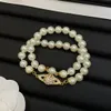 Mode Pearl Chain Armband Letter Halsband smycken Set Designer Lover Necklace Armband för Woman Wedding Present