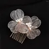 Hair Clips Alloy Flower Combs For Bride Wedding Gold/Silver Color Floral Hairpins Headbands Women Girls Party Jewelry Accessories