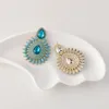 Dangle Earrings Fashion Personality Geometric Teardrop Shaped Sunflower Pendant Crystal Drop For Women Jewelry Wholesale