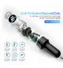 Dual Ports Mini USB Car Charger Super Fast Charging Cigarette Socket Lighter LCD Display Voltmeter 12-24V Aluminum Alloy Phone Charge Adapter with PP Package