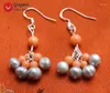 Dangle Earrings Qingmos Fashion 5-6mm Round Natural Gray Pearl For Women With 3-5mm Pink Coral Earring 1.5'' Jewelry