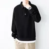 Men's Clothing Baggy Black Top Polo T Shirt for Man Unicolor Sweatshirts Plain 90s Vintage Harajuku Fashion Long Sleeve Full It 240123