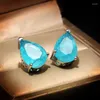 Orecchini con perno Genuino argento sterling 925 Orecchino con zaffiro blu per le femmine Aros Mujer Oreja Orecchini Gioielli con pietre preziose